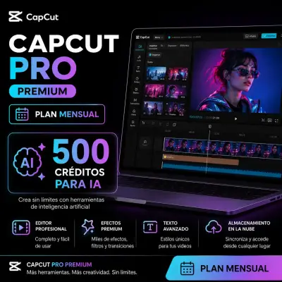 CapCut Pro Premium Plan Mensual | 500 Créditos IA - miniatura 2