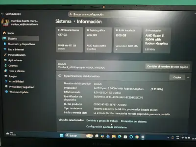 Laptop ASUS VivoBook AMD Ryzen 5 5600H 8GB RAM - miniatura 2