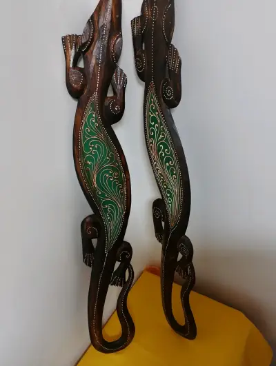Esculturas de madera en forma de lagarto decorativas - miniatura 1