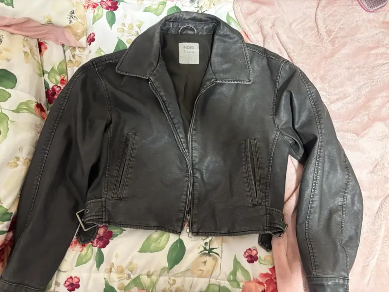 Chaqueta de cuero negra Index para mujer
