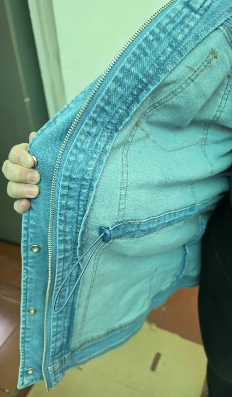 Chaqueta de mezclilla azul para mujer elasticada - 2