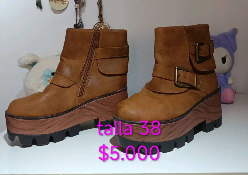 Botines de gamuza marrón con tacón talla 38 - 2