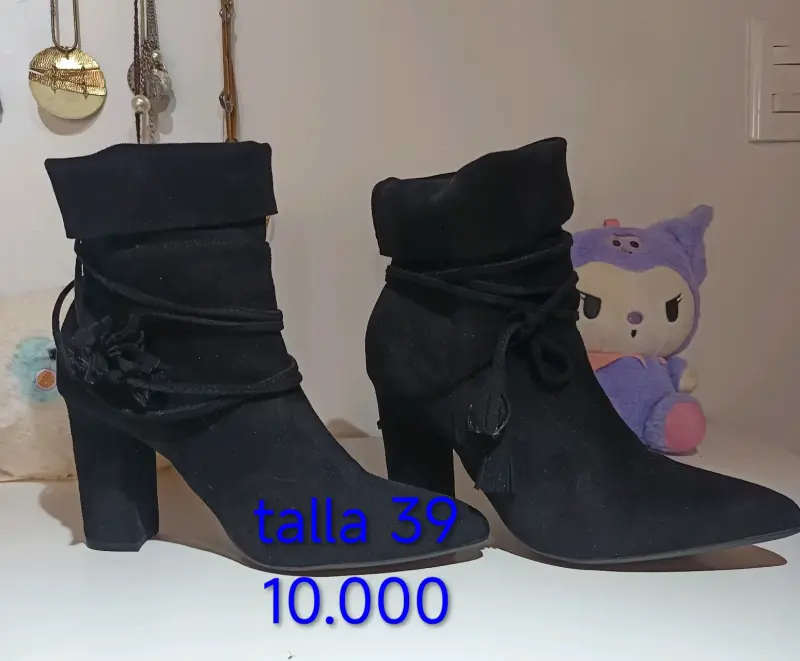 Botines de gamuza marrón con tacón talla 38 - 3