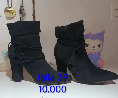 Botines de gamuza marrón con tacón talla 38 - miniatura 3