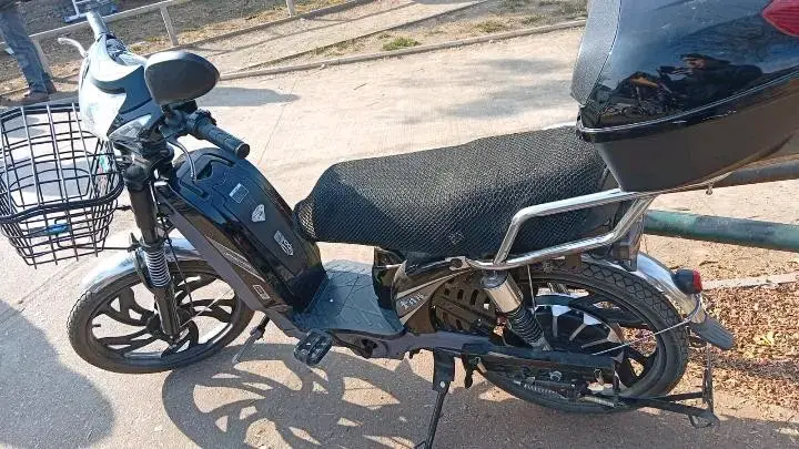 Bicicleta eléctrica con canasto y portaequipaje