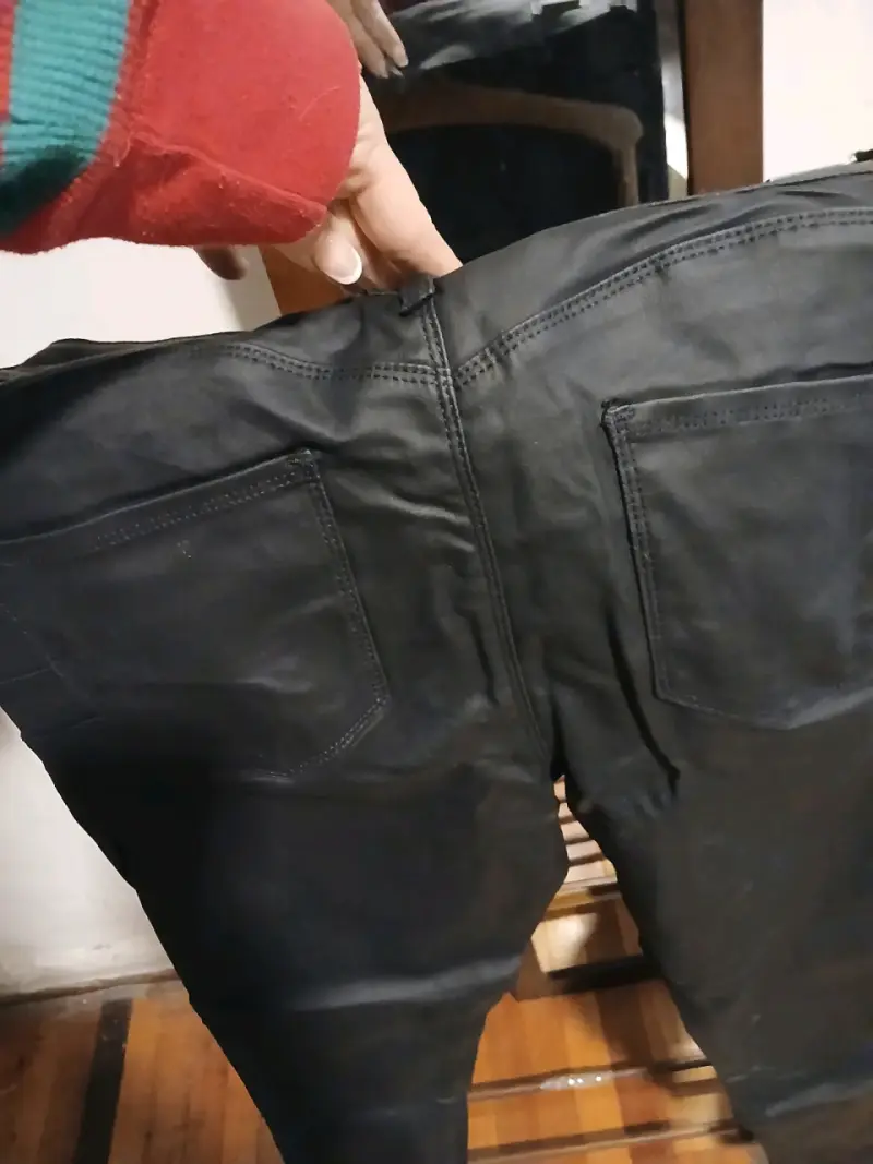 Pantalones de cuero sintético negros para hombre - 4