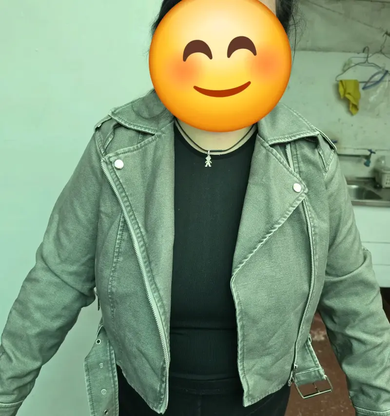 Chaqueta de  cuero sintetico gris - 3
