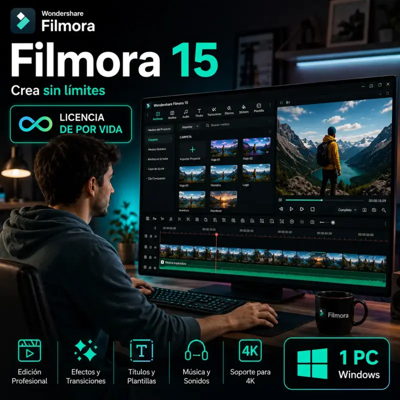 Licencia Wondershare Filmora 15 | 1 PC - 2