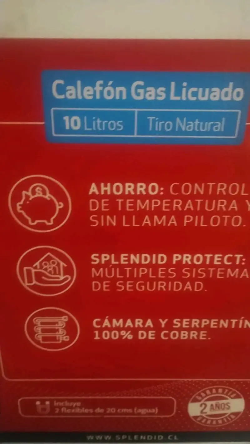 Calefón a Gas Licuado Splendid 10 Litros - 3