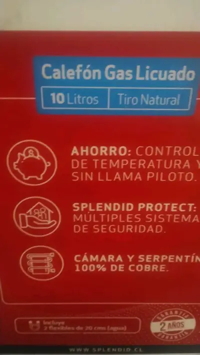 Calefón a Gas Licuado Splendid 10 Litros - miniatura 3