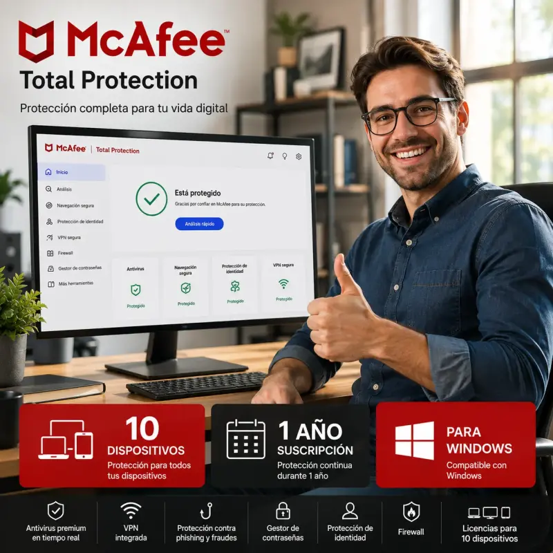 Mcafee Antivirus Total Protection | 1 Año | 10 PCS - 3