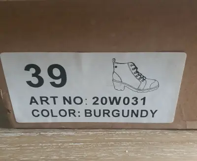 Botines de mujer burdeos con taco grueso - miniatura 4