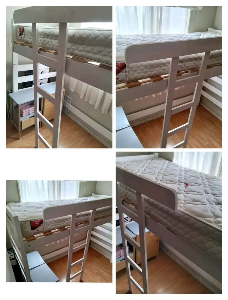 Cama alta de pino madera blanca
