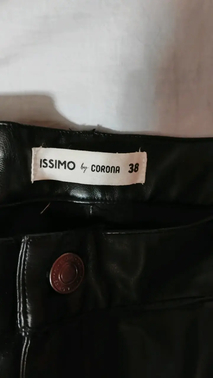 Pantalones de cuero negro Issimo talla 38 - 3