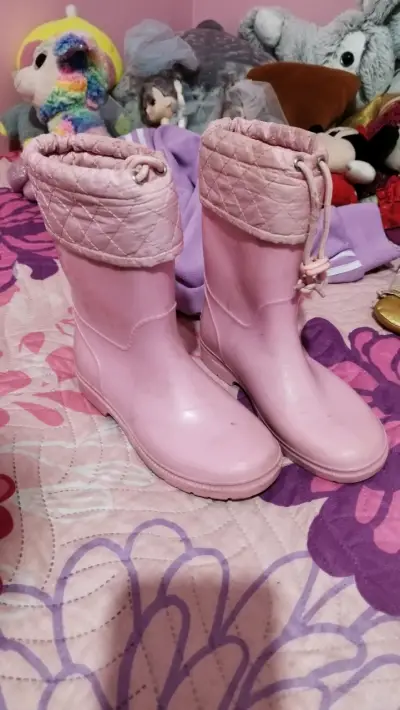 Botas de lluvia rosadas para niña T33 - miniatura 1