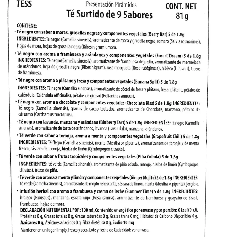 Té en Pirámides Surtido de 9 Sabores Tess - 2