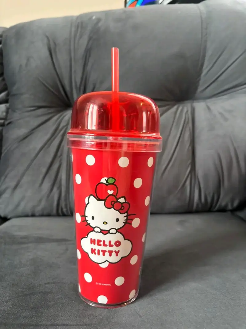 Vaso térmico Hello Kitty rojo con puntos