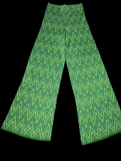Pantalones acampanados verdes con diseño zigzag MNG - miniatura 1