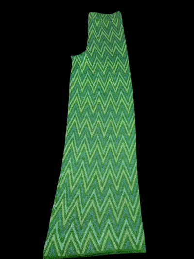 Pantalones acampanados verdes con diseño zigzag MNG - miniatura 3