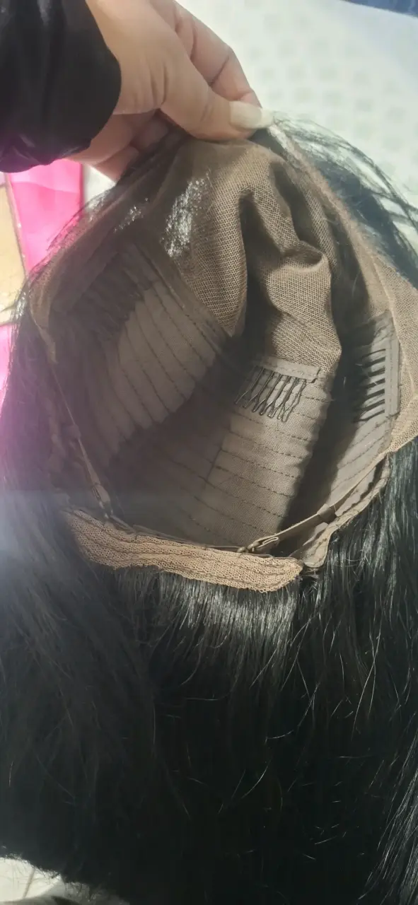 Peluca larga de cabello liso negro - 3