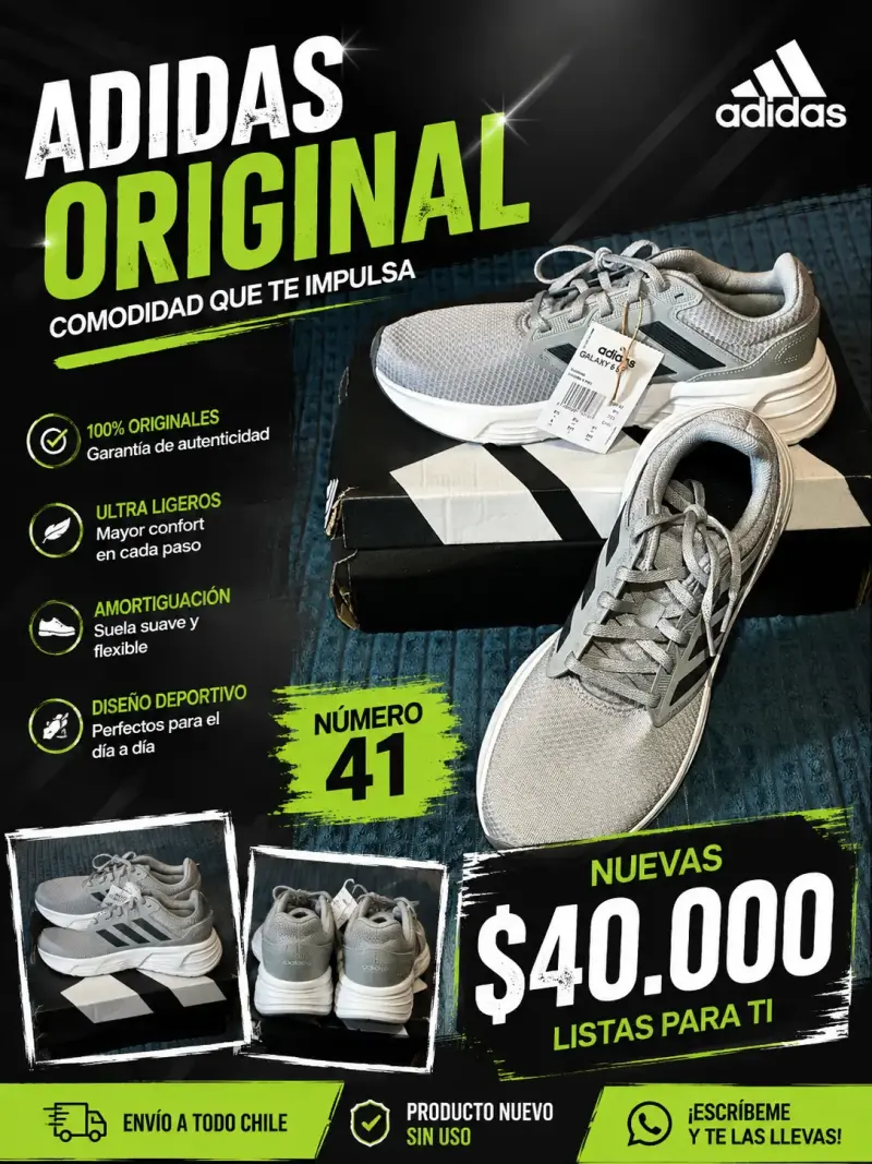 Zapatillas Adidas Galaxy 6 Gris Nuevas Talla 41