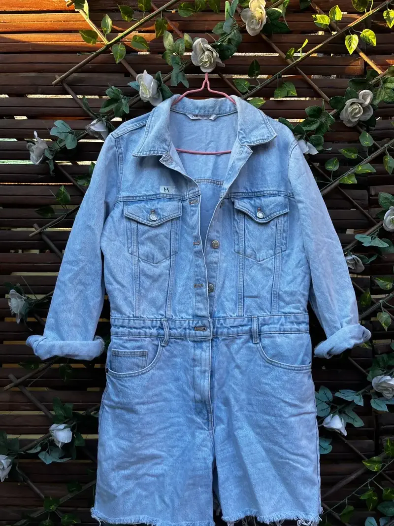 Enterito de mezclilla azul claro para mujer