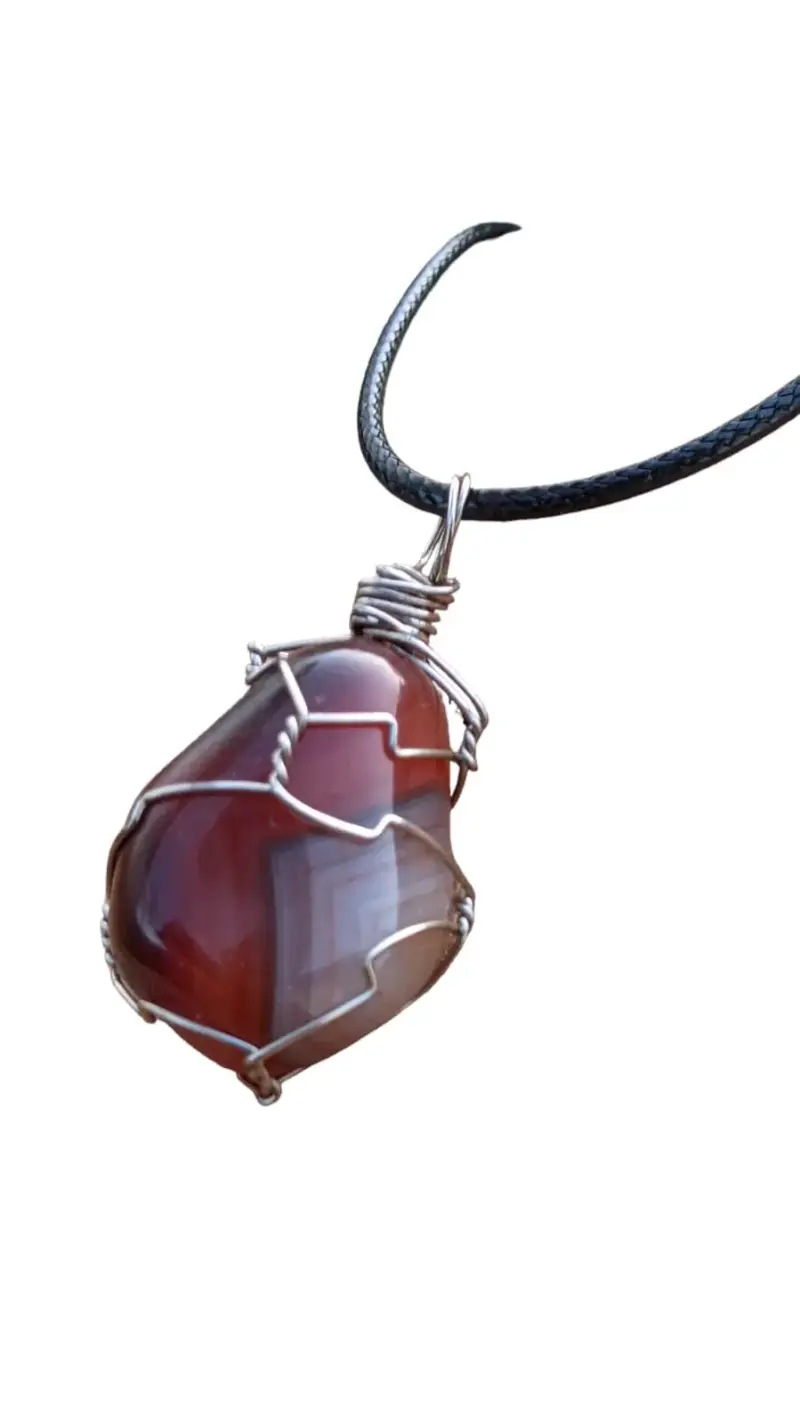 Colgante de piedra Cornalina con alambre artesanal - 6