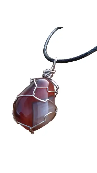 Colgante de piedra Cornalina con alambre artesanal - miniatura 6