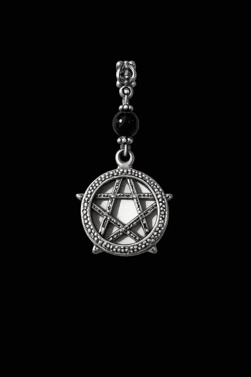 Colgante de pentagrama con piedra negra