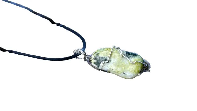 Colgante de piedra Serpentina natural con alambre - 3
