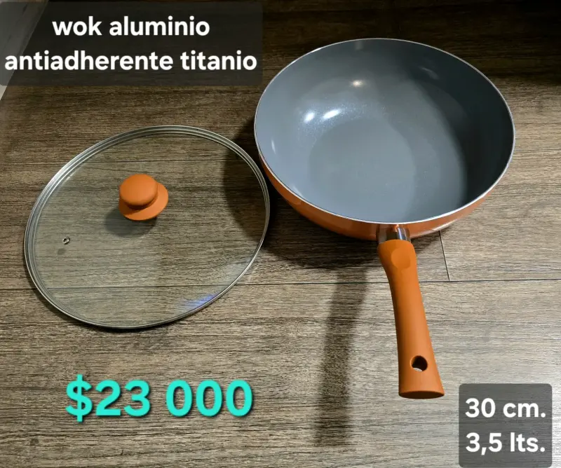Wok de aluminio antiadherente de titanio