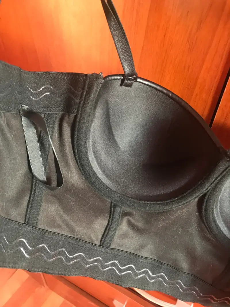 Bustier corset negro de cuero sintético - 3