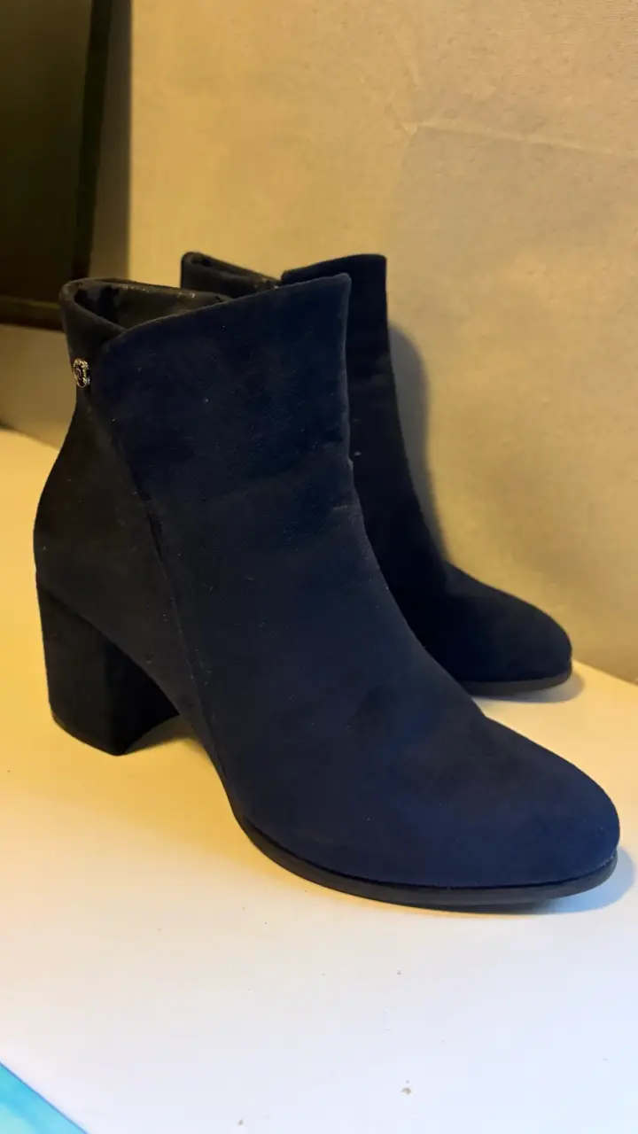 Botines tipo gamuza azul y burdeos con tacón 37 - 3