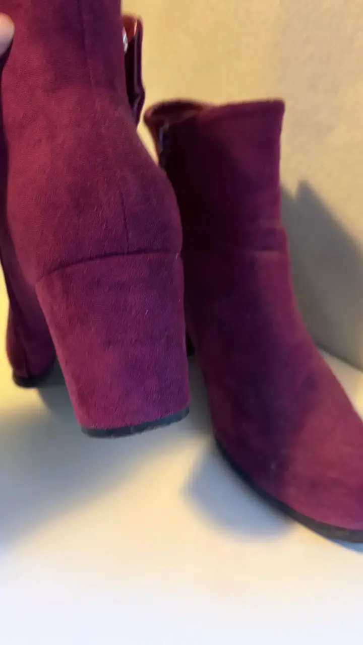 Botines tipo gamuza azul y burdeos con tacón 37 - 5