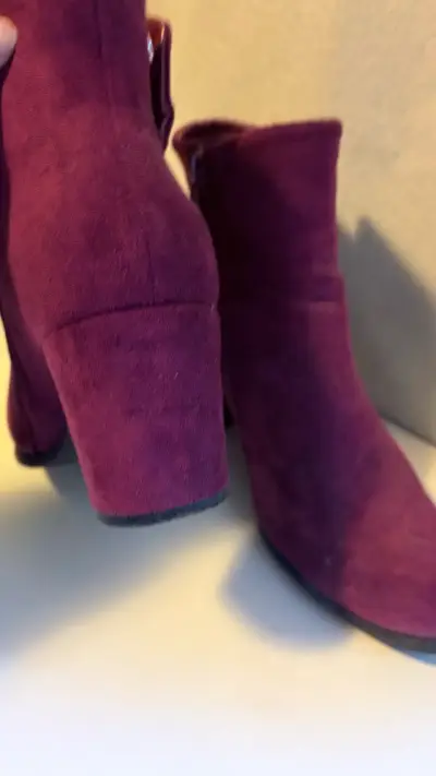 Botines tipo gamuza azul y burdeos con tacón 37 - miniatura 5