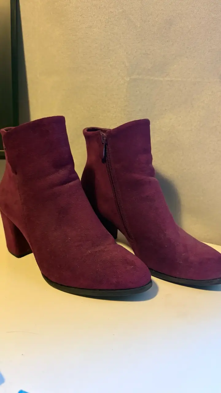 Botines tipo gamuza azul y burdeos con tacón 37 - 6
