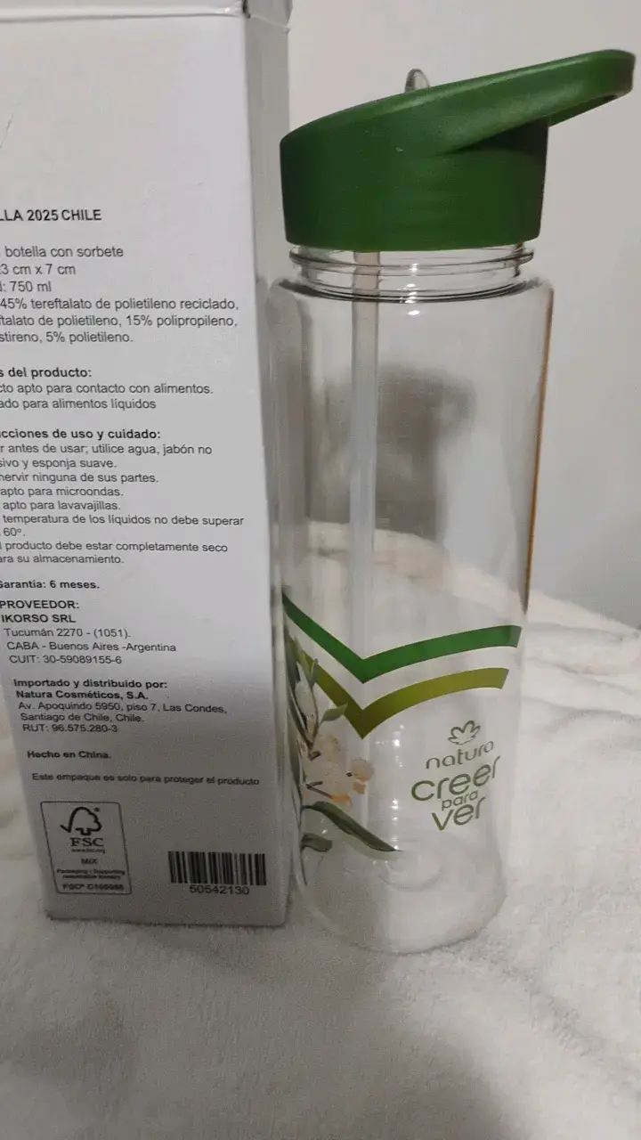 Botella de agua Natura Crear Ver con sorbete - 3
