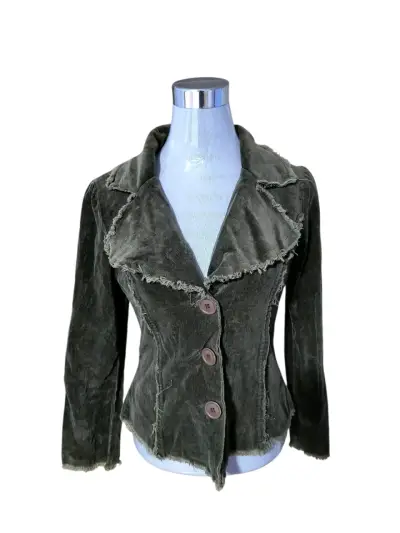 Chaqueta de pana verde musgo con botones - miniatura 1