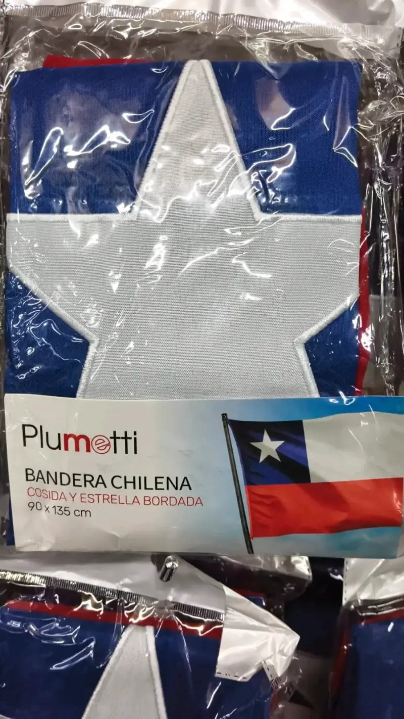Bandera Chilena Plumetti con Estrella Bordada - 1