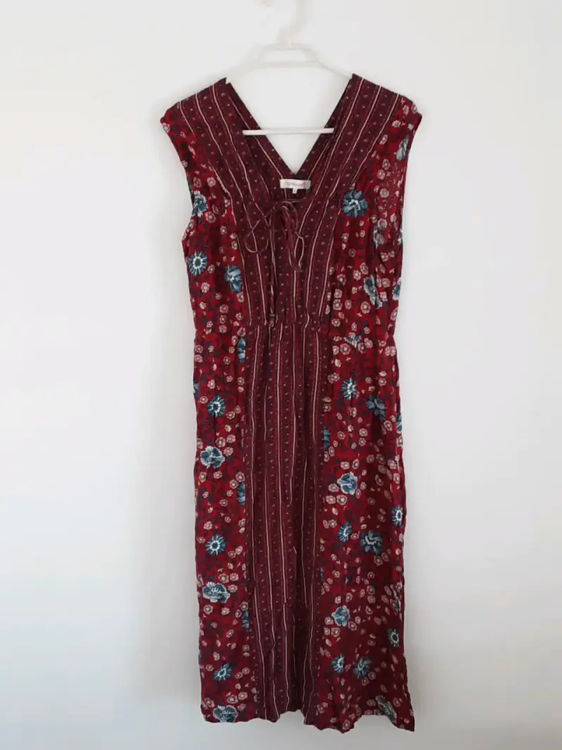 Vestido largo floral rojo bohemio