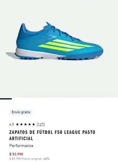 Zapatillas de Fútbol Adidas F50 Azul - miniatura 3