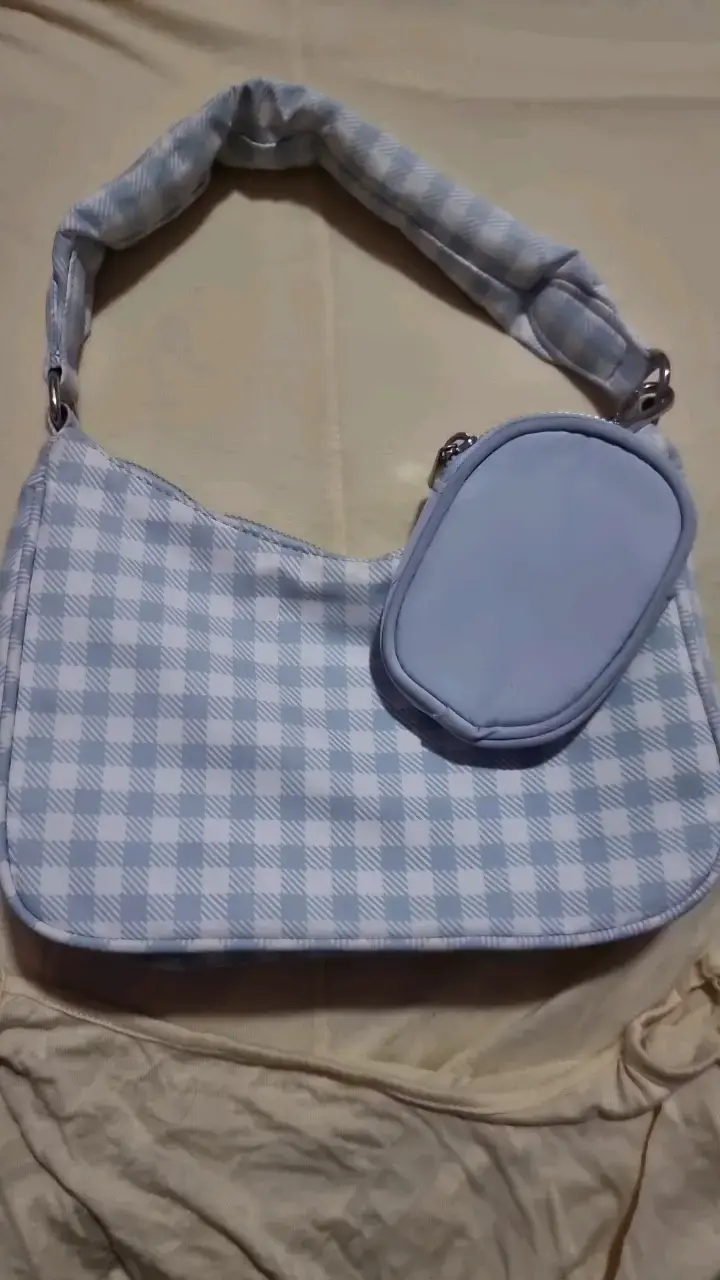 Bolso de hombro a cuadros con monedero - 1