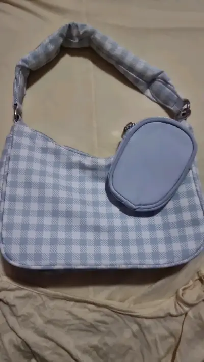Bolso de hombro a cuadros con monedero - miniatura 1