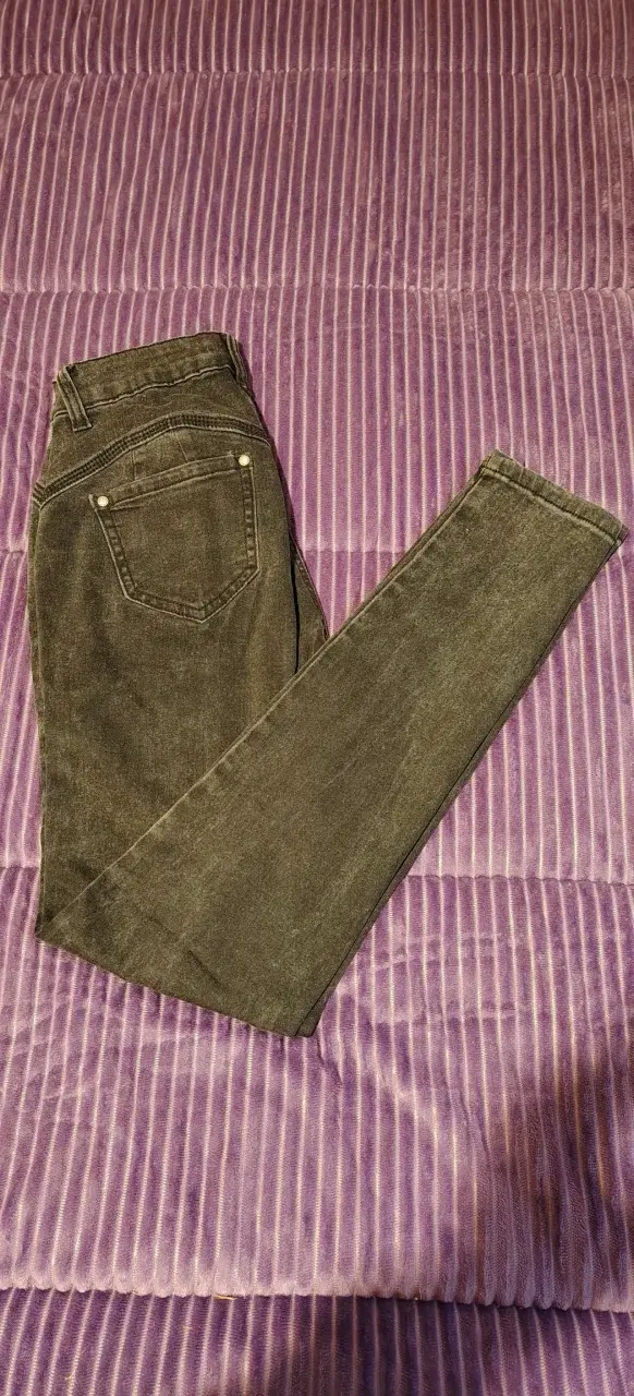 Pantalones elasticados gris oscuro para mujer - 1