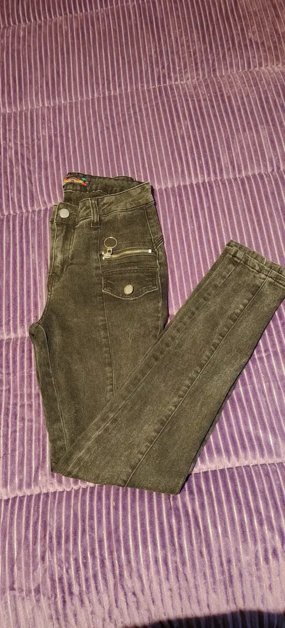 Pantalones elasticados gris oscuro para mujer - 2