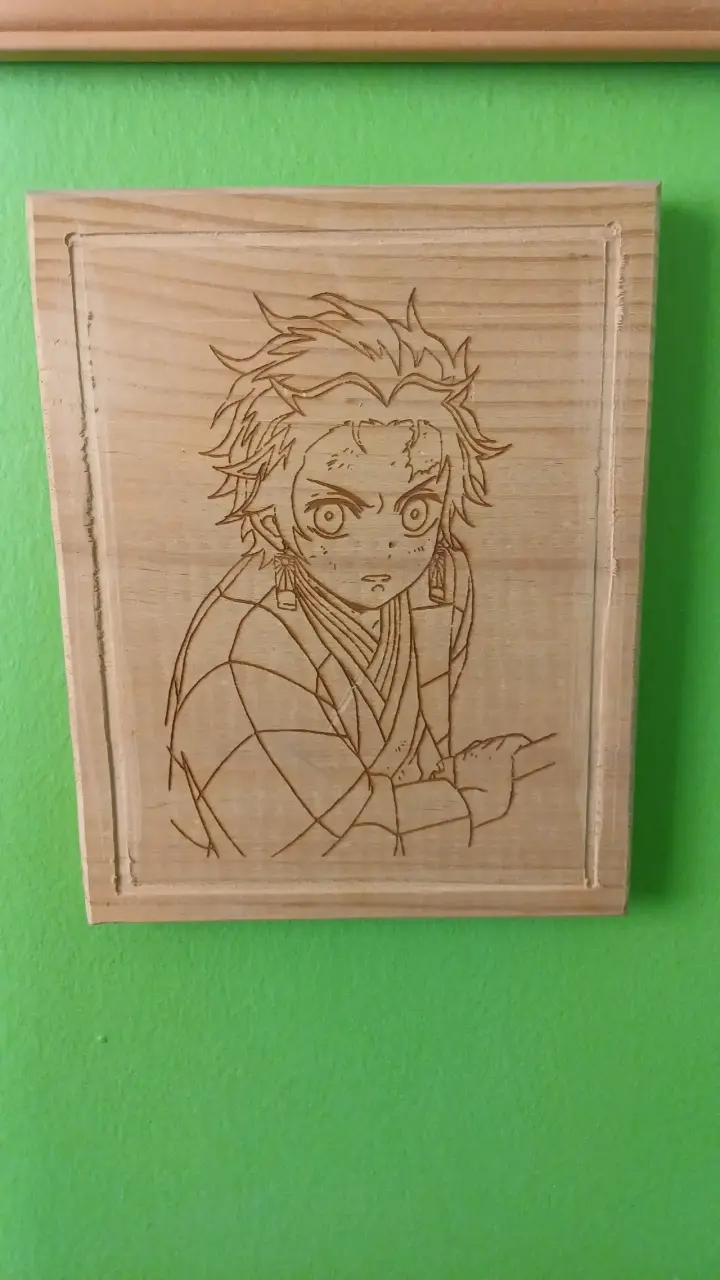 Cuadro de madera grabado personaje anime
