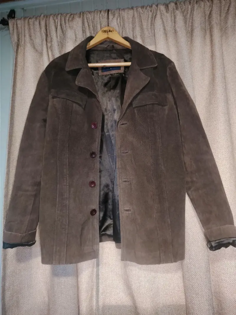 Chaqueta de gamuza cafe para de dama k Stevens - 1