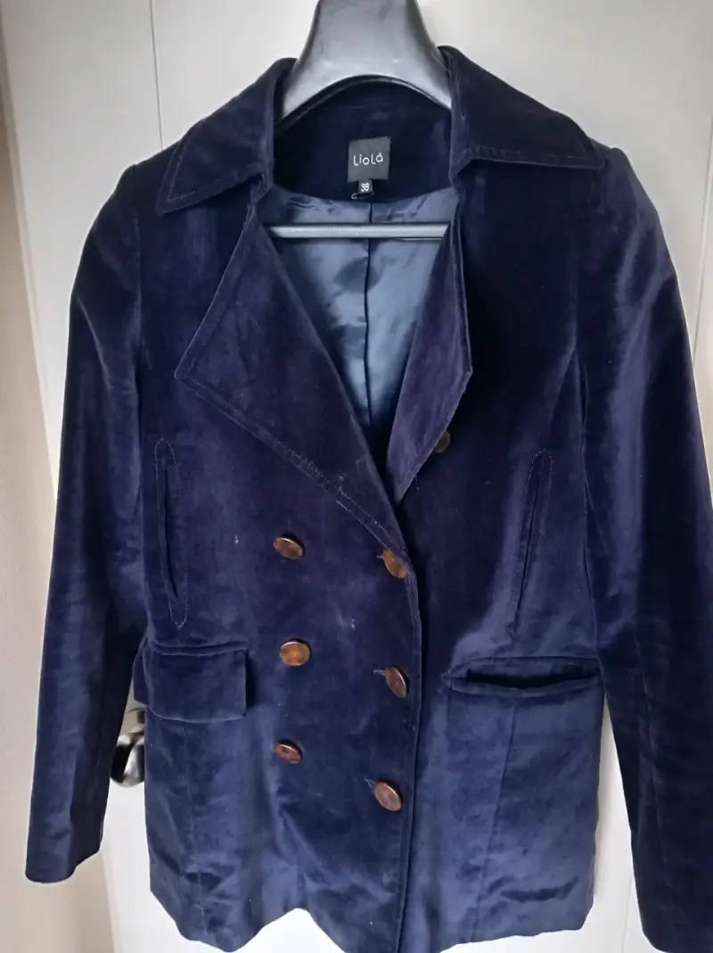Chaqueta de terciopelo azul marino talla M - 1