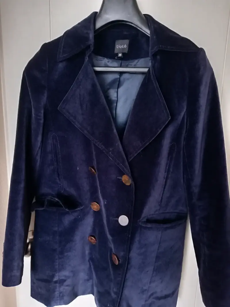 Chaqueta de terciopelo azul marino talla M - 2
