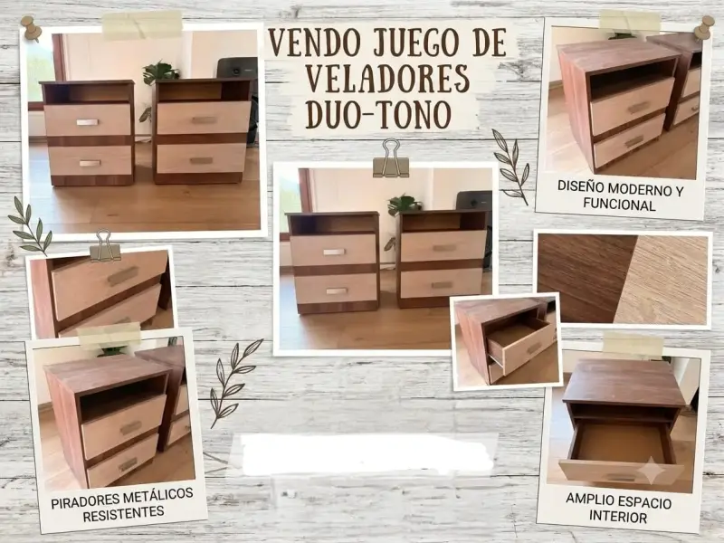 Juego de veladores dúo-tono con diseño moderno
